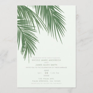 Invitación Boda de hojas de palma tropicales elegantes verdes
