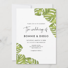 Invitación Boda de hojas de palma verde tropical