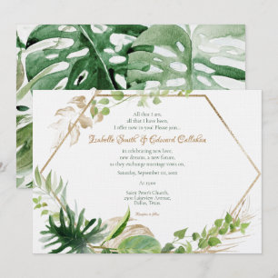 Invitación Boda de hojas de palma verdes tropicales geométric