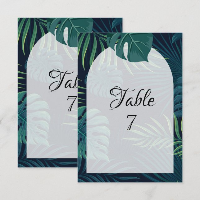 Invitación Boda de hojas de palmas exóticas (Anverso / Reverso)