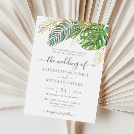 Invitación Boda de hojas de palmeras salvajes tropicales