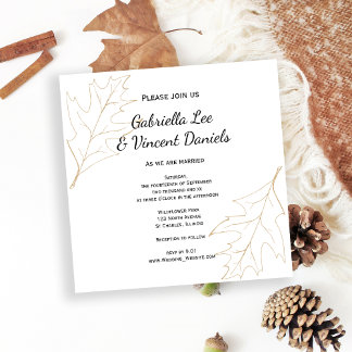 Invitación Boda de hojas de roble otoñales