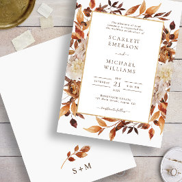 Invitación Boda de hojas elegantes de otoño