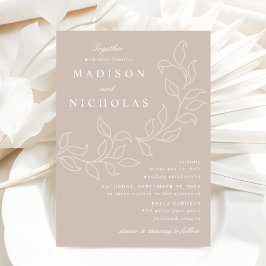Invitación Boda de Hojas en Cascada Beige