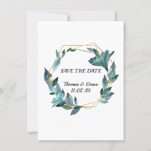 Invitación Boda de Hojas Enmarcadas con Acuarela Preciosa