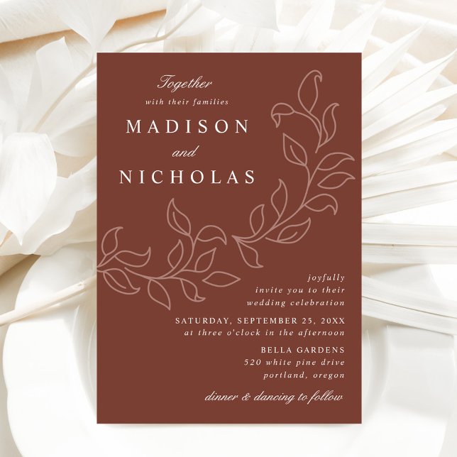 Invitación Boda de Hojas Marrones en Cascada (Subido por el creador)