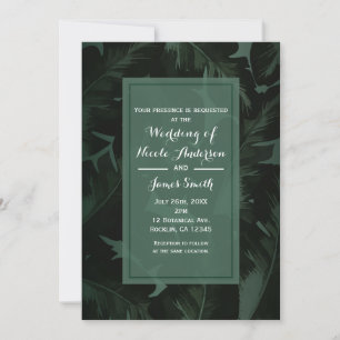 Invitación Boda de hojas tropicales chic verde y negro