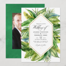 Boda de hojas tropicales con acuarela