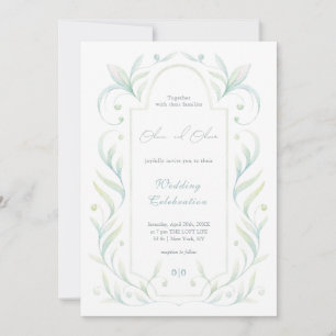 Invitación Boda de hojas verdes
