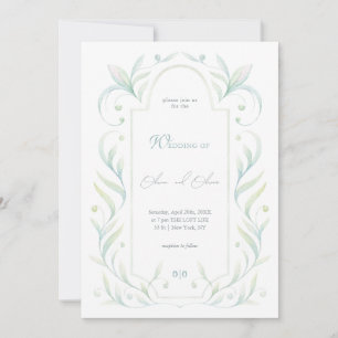 Invitación Boda de hojas verdes