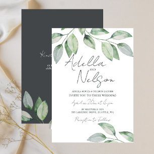 Invitación Boda de hojas verdes suaves