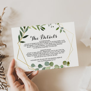 Invitación Boda de hojas verdes tropicales Detalles Insertar
