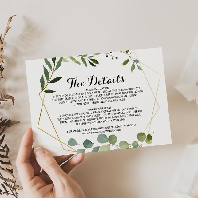Invitación Boda de hojas verdes tropicales Detalles Insertar  (Subido por el creador)