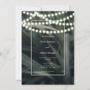 Invitación Boda de Hojas y Luces de Hierba Verde de Primavera