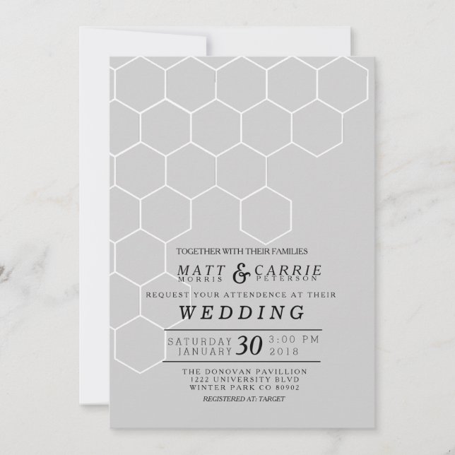 Invitación Boda de Honeycomb moderno (Anverso)