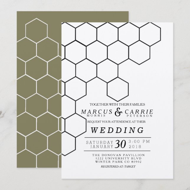 Invitación Boda de Honeycomb moderno (Anverso / Reverso)