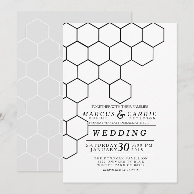 Invitación Boda de Honeycomb moderno (Anverso / Reverso)