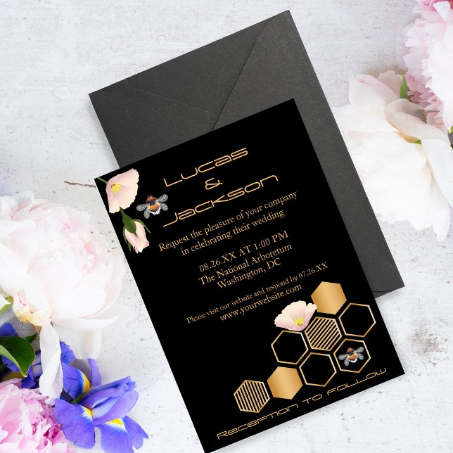 Invitación Boda De Honeycomb Y Floral (Subido por el creador)