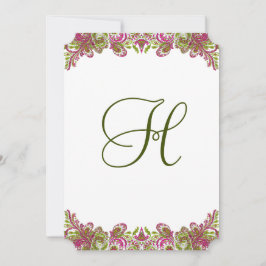 Invitación Boda de Honeysuckle Pink y Apple Green Paisley