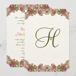Invitación Boda de Honeysuckle Pink y Apple Green Paisley