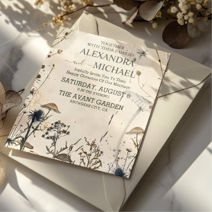 Invitación Boda de hongos acuarela otoño bosque