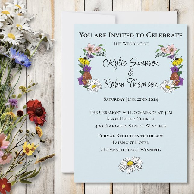 Invitación Boda de hongos azules florales de flores silvestre (Subido por el creador)
