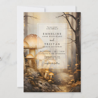 Invitación Boda de hongos boscosos encantados