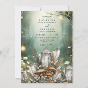 Invitación Boda de hongos encantados de cristales forestales