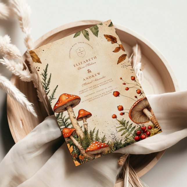 Invitación Boda de Hongos Forestales Vintage (Subido por el creador)