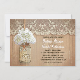 Invitación boda de hormigón blanco hidrangea de campo rústico