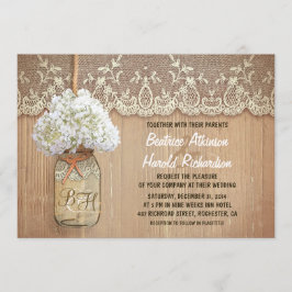 Invitación boda de hormigón blanco hidrangea de campo rústico