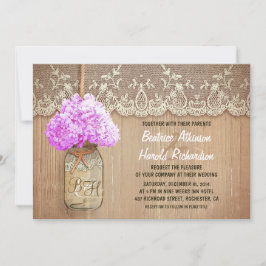 Invitación boda de hormigón morado de masón rústico