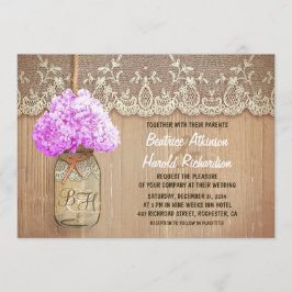 Invitación boda de hormigón morado de masón rústico