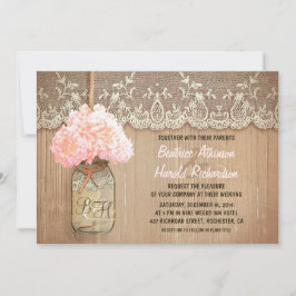 Invitación boda de hormigón rosado de masón de campo