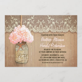 Invitación boda de hormigón rosado de masón de campo