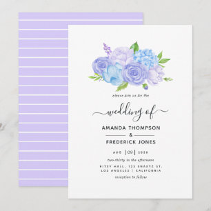 Invitación Boda de Hortensia Azul y Lavanda Clara