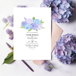 Invitación Boda de Hortensia Azul y Lavanda Claro