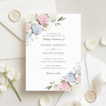 Boda de Hortensia Azul y Rosa Elegante Floral