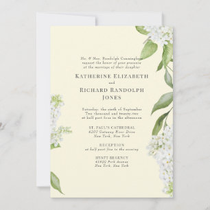 Invitación Boda de Hortensia Blanca Elegante Amarilla