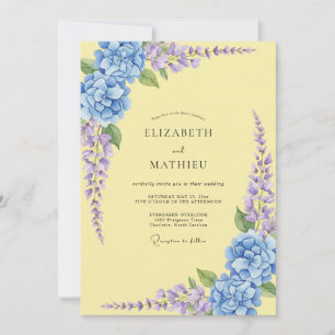 Invitación Boda de Hortensia de Eucalipto Amarillo Pálido