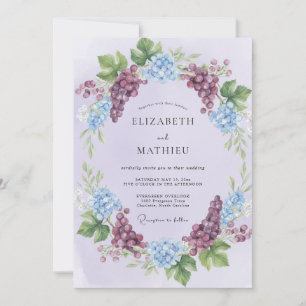 Invitación Boda de Hortensia de Eucalipto Lila