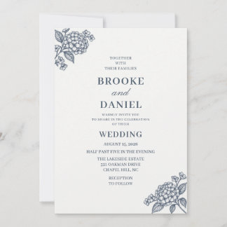 Invitación Boda de Hortensia de Pizarra Línea Artística Botán