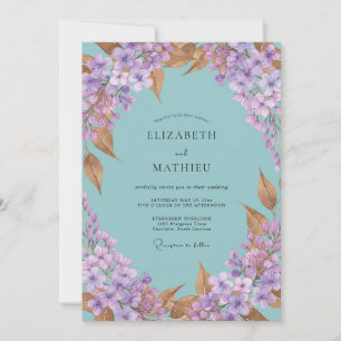 Invitación Boda de Hortensia Eucalipto Aquamarina Periwinkle