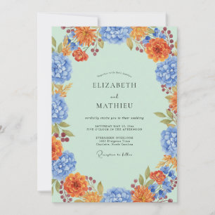 Invitación Boda de Hortensia Eucalipto Azul Menta