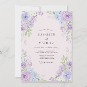 Invitación Boda de Hortensia Eucalipto Lila Lavanda