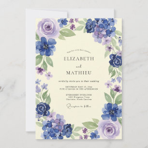 Invitación Boda de Hortensia Eucalipto Vinca Índigo