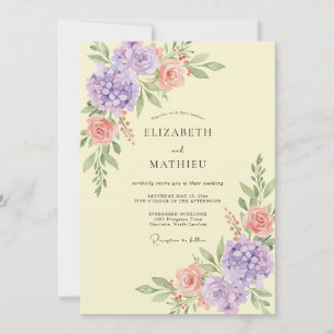 Invitación Boda de Hortensia Lila y Eucalipto con Mantequilla