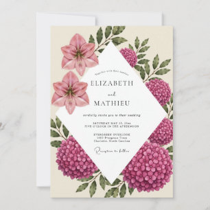 Invitación Boda de Hortensia Magenta y Lirio