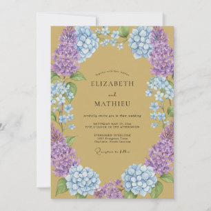 Invitación Boda de Hortensia Ocre Ametista Eucalipto