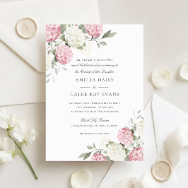 Invitación Boda de Hortensia Rosa Elegante Floral Verde